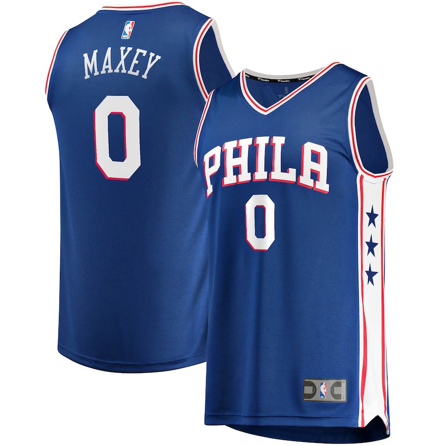 Men Philadelphia 76ers 0 Tyrese Maxey Fanatics Branded Royal Fast Break Replica NBA Jersey